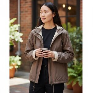 COLUMBIA ARCH CAPE III Hooded Brown Windbreaker Jacket Women’s Size L